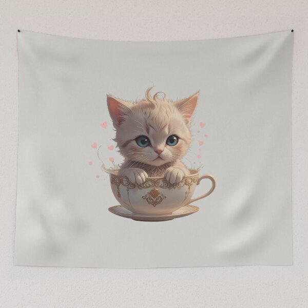 Item preview, Romantic Kitten in a Cup, Ideal Gift designed and sold by Indoni.