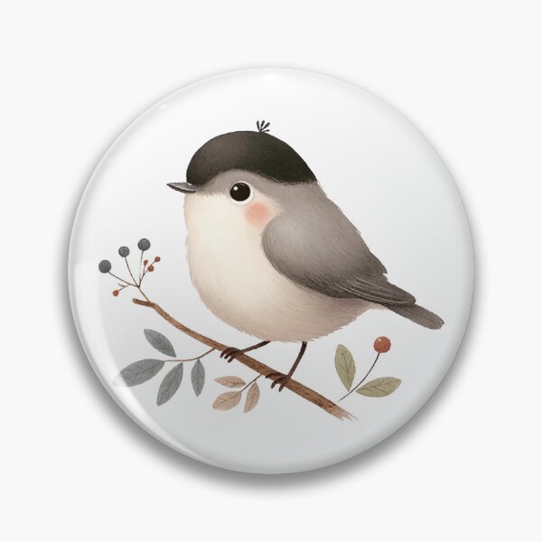 Item preview, Cute Blackcap on a Branch designed and sold by Petalette.