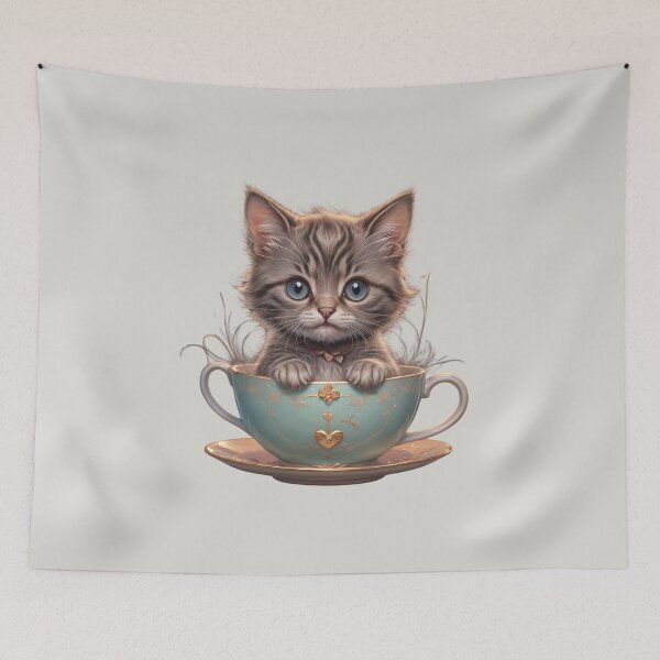 Item preview, Kitten in a Vintage Mug, Ideal Gift designed and sold by Indoni.