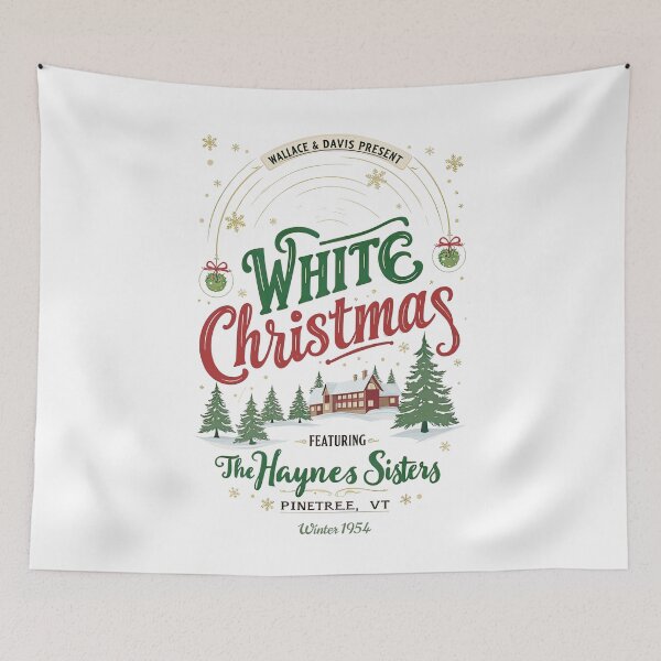 Item preview, White Christmas Retro: The Haynes Sisters at Pinetree, VT Winter 1954 - Vintage Christmas Design - Retro - Dark Green, Red and Gold Color - For T-Shirt, Hoodie, Mug - Gift designed and sold by MUGpro.