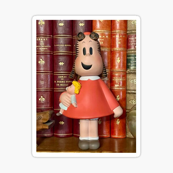 Personaje de cómic de La pequeña Lulú en el estante de mi biblioteca Pegatina