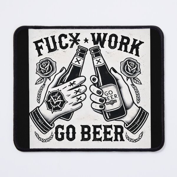 Artikelvorschau, Scheiß auf die Arbeit, los geht’s mit Bier: Minimalistische Illustration entworfen und verkauft von Art Horizon.