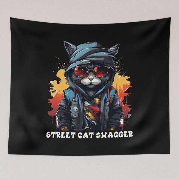 Item preview, Street Cat Swagger Urban Graffiti Cat Design designed and sold by CleanDecor.