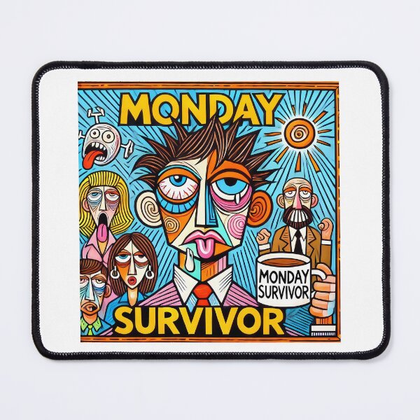 Item preview, Monday Survivor – Funny Cubism Art T-Shirt designed and sold by OzzFrequency.
