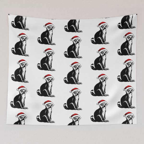 Item preview, Ring-tailed Lemur in Christmas Hat designed and sold by JollyCritters.