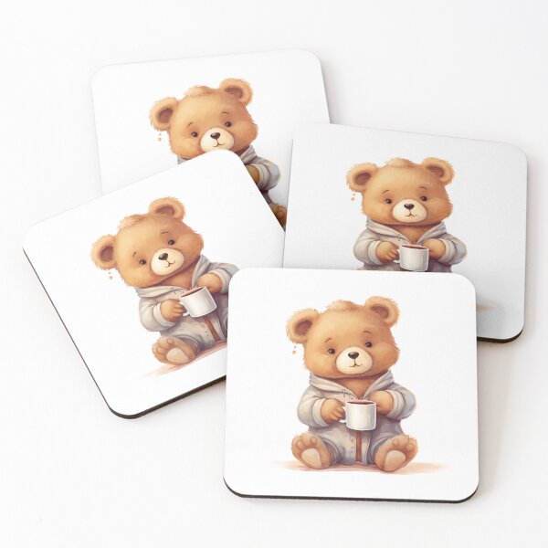 Item preview, Cute Teddy Bear Drinking Coffee in Pajamas designed and sold by CuteopiaGallery.