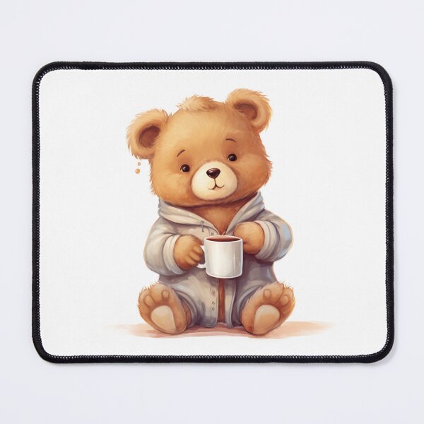 Item preview, Cute Teddy Bear Drinking Coffee in Pajamas designed and sold by CuteopiaGallery.