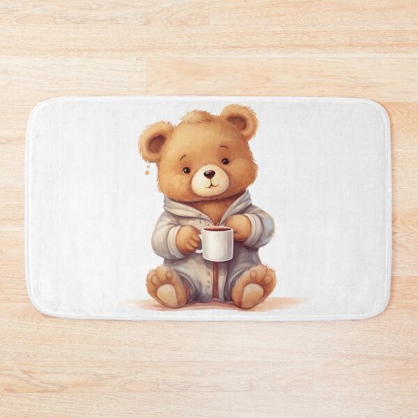 Item preview, Cute Teddy Bear Drinking Coffee in Pajamas designed and sold by CuteopiaGallery.