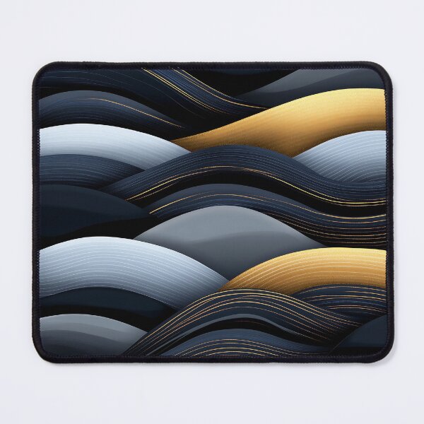 Item preview, Dark Blue and Gold Wave Pattern designed and sold by GoldenTealArts.