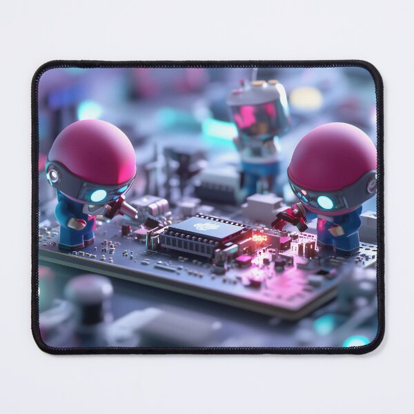 Item preview, Cute Robots Fixing Electronics: Whimsical Cartoon Scene designed and sold by Soul-Sparks.
