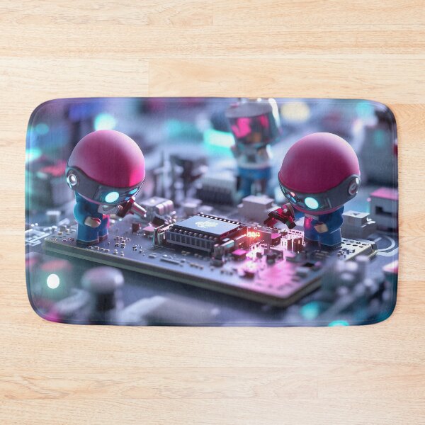 Item preview, Cute Robots Fixing Electronics: Whimsical Cartoon Scene designed and sold by Soul-Sparks.
