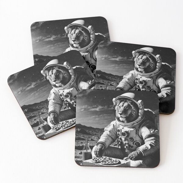 Item preview, Astronaut Lion Enjoying Pizza on the Moon designed and sold by vk09.