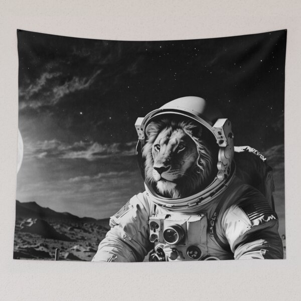 Item preview, Astronaut Lion Enjoying Pizza on the Moon designed and sold by vk09.