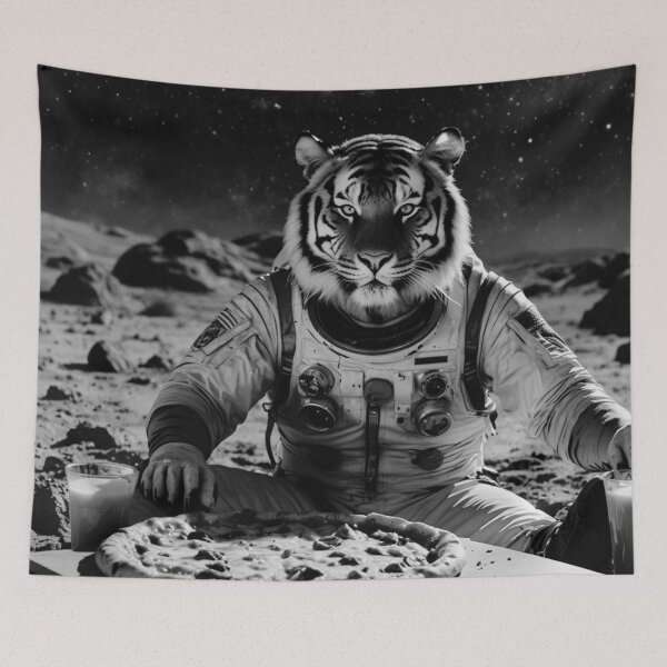 Item preview, Astronaut Tiger Dining on the Moon designed and sold by vk09.
