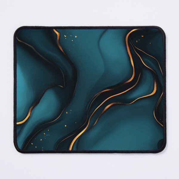 Item preview, Dark Blue and Teal Marble Background With Golden Lines designed and sold by GoldenTealArts.