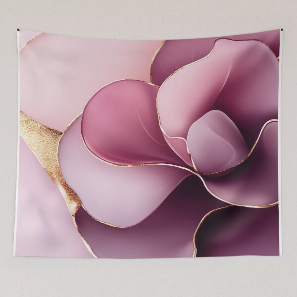 Item preview, 3D Pink and Gold Floral Background With Purple Gradient designed and sold by GoldenTealArts.