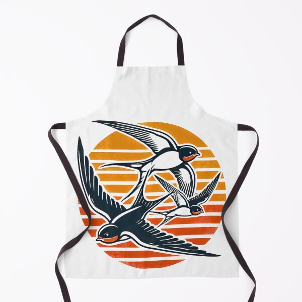 Item preview, Barn Swallow-Retro Swallows Flight Into Sunset designed and sold by mArtWear.