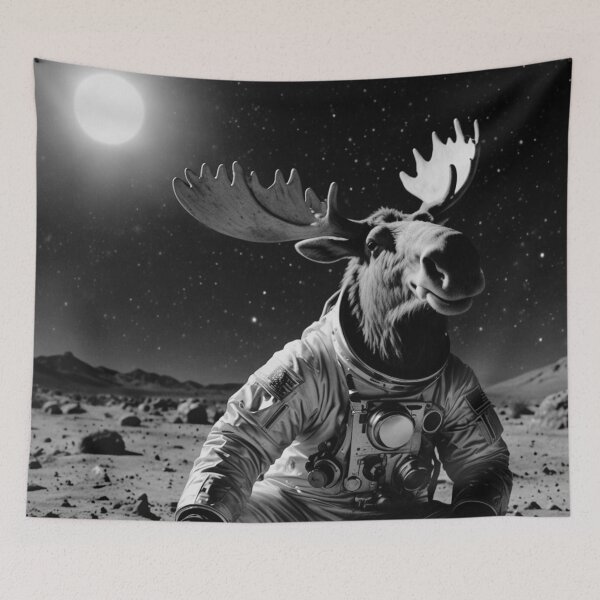 Item preview, Moose Astronaut Dining on Moonlit Pizza designed and sold by vk09.