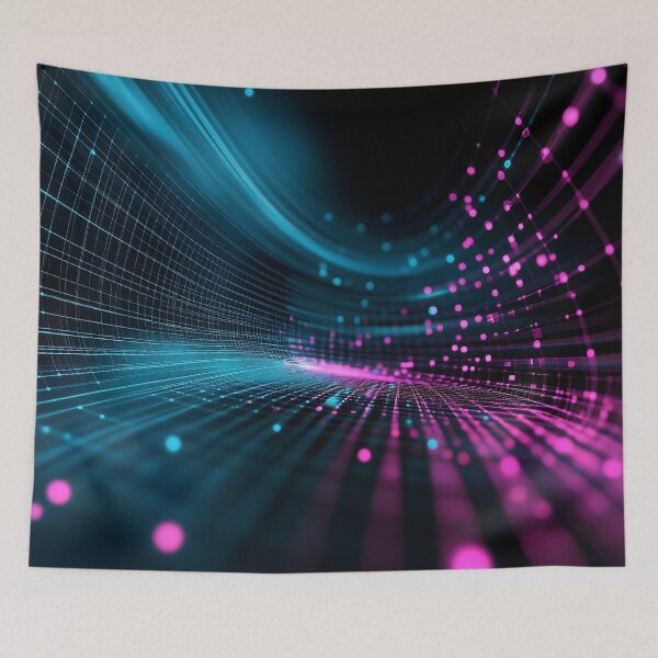 Item preview, Electric Pink and Blue Pixelated Grid Digital Art Print designed and sold by Soul-Sparks.