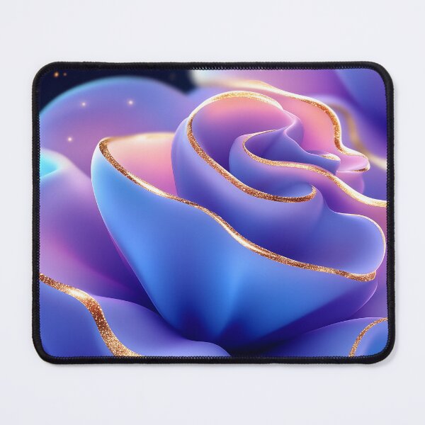 Item preview, 3D Blue Rose With Golden Edges on Dark Background designed and sold by GoldenTealArts.