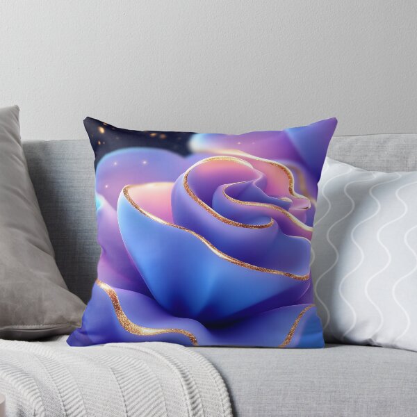 Item preview, 3D Blue Rose With Golden Edges on Dark Background designed and sold by GoldenTealArts.