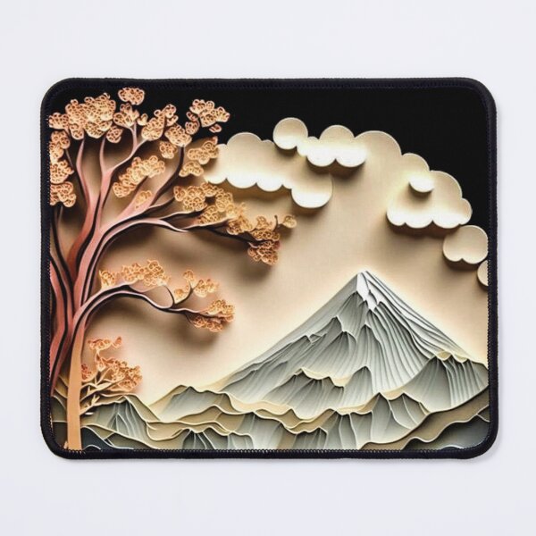 Item preview, Serene Mountain Landscape in Layered Papercut Style designed and sold by i-Xuou.