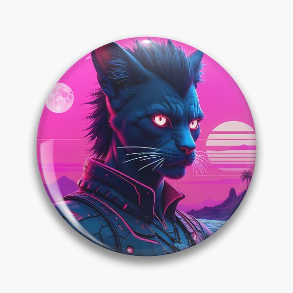 Item preview, Neon Cyber Lyran Cat – Retro Futuristic Sci-Fi Design designed and sold by MystiqSlav.