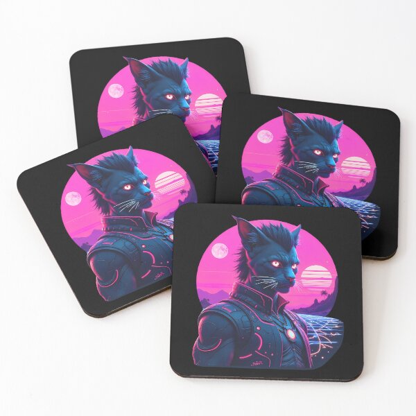 Item preview, Neon Cyber Lyran Cat – Retro Futuristic Sci-Fi Design designed and sold by MystiqSlav.
