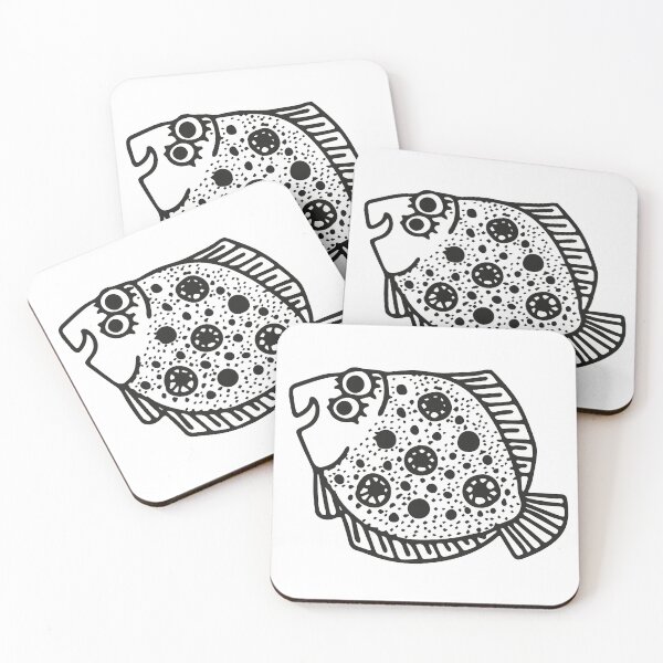 Item preview, A smiling flounder in a cartoon style designed and sold by alina-k-design.