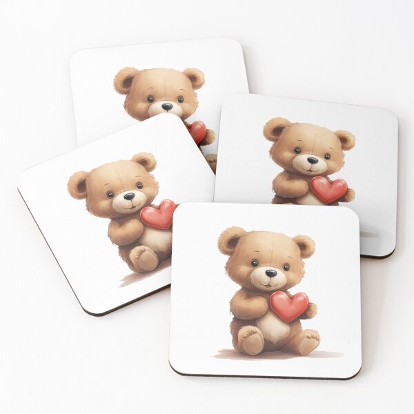 Item preview, Cute Teddy Bear Holding a Red Heart designed and sold by CuteopiaGallery.