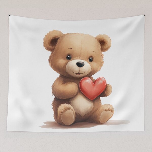 Item preview, Cute Teddy Bear Holding a Red Heart designed and sold by CuteopiaGallery.
