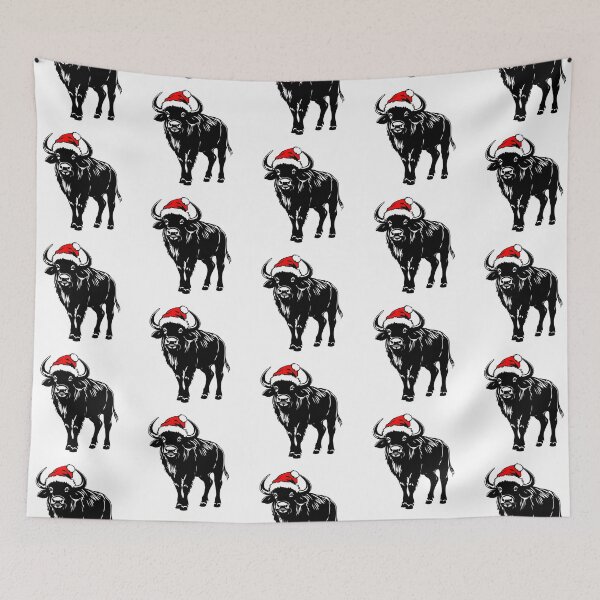 Item preview, Buffalo in Christmas Hat designed and sold by JollyCritters.