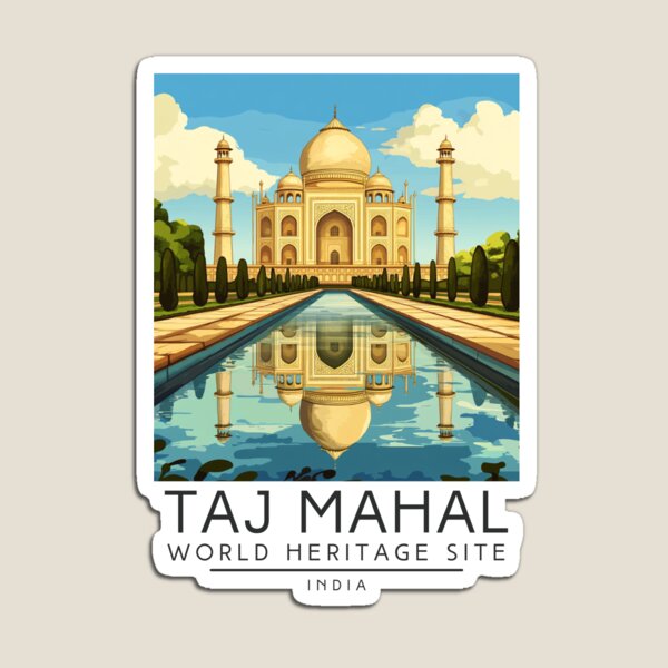 Vista previa del artículo con la obra «Póster de viaje antiguo del Taj Mahal, Agra, India», diseñado y vendido por GoodOldVintage.