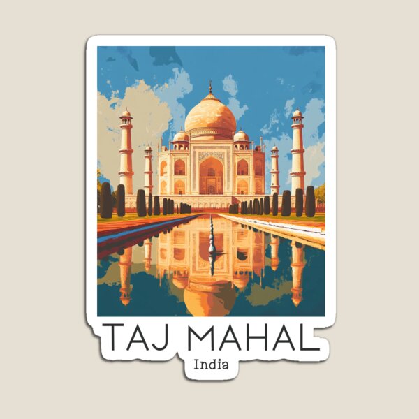 Vista previa del artículo con la obra «Póster de viaje antiguo del Taj Mahal, Agra, India», diseñado y vendido por GoodOldVintage.