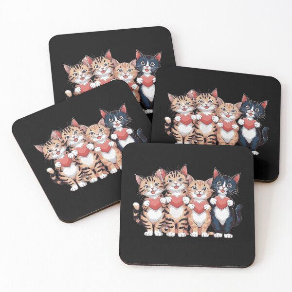 Item preview, Adorable Cats Holding Hearts - Cute Animal Love Illustration designed and sold by love3617.