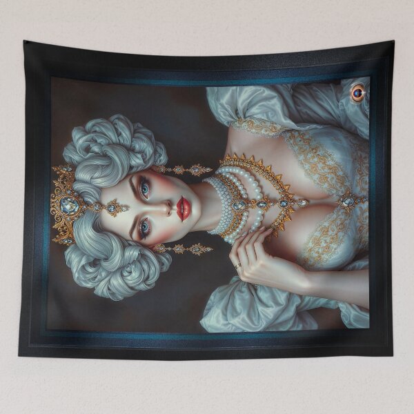 Item preview, The Regal Elegance of Andrea Cici, The Porcelain Skin Platinum Blonde Alluring AI Concept Art by Xzendor7 designed and sold by Xzendor7 Digital Art Creations.