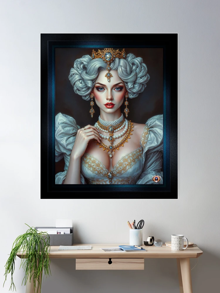 The Regal Elegance of Andrea Cici, The Porcelain Skin Platinum Blonde AI Concept Art by Xzendor7 | Her Beauty Shines In The Night 2 The Regal Elegance of Andrea Cici, The Porcelain Skin Platinum Blonde Alluring AI Concept Art by Xzendor7 Room Decor Poster Art Print