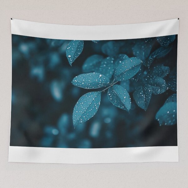 Item preview, Dewy blue leaves glisten after rain designed and sold by anytka.