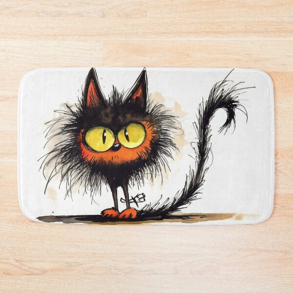 Item preview, A cartoon version of the cat, emotive body language, spiky mounds, frayed designed and sold by anytka.