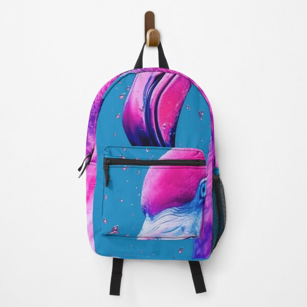 Item preview, Portrait of a flamingo on a neon blue pink background. Emotive portrait. Looking at the camera designed and sold by anytka.