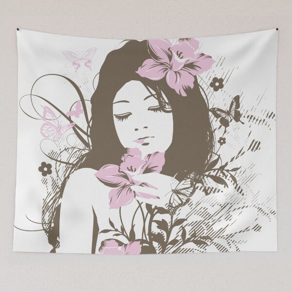 Item preview, A beautiful young girl holding flower designed and sold by drsaver.