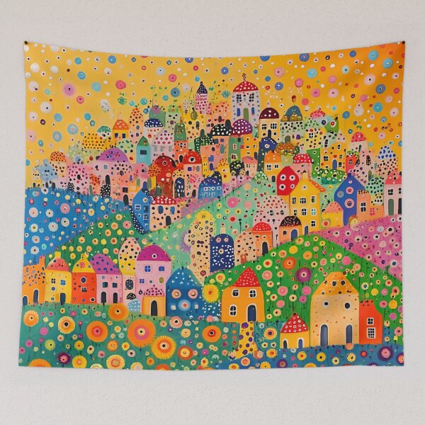Item preview, Moroccan Village at Sunset with Flowers and Polka Dots designed and sold by Neika Shimm Designs.