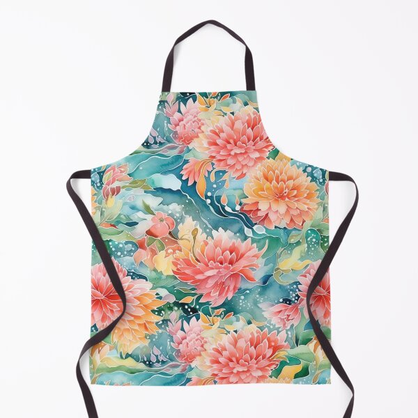 Item preview, Japanese Floral Flowers and Water Peach Pink Teal Orange designed and sold by Pink Pineapple Works.