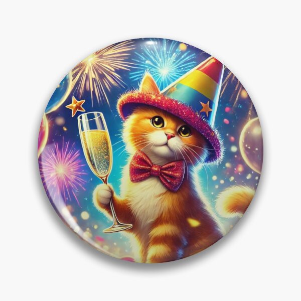 Item preview, Festive New Year's Eve Kitten designed and sold by Jessica  Taylor-Cassan.