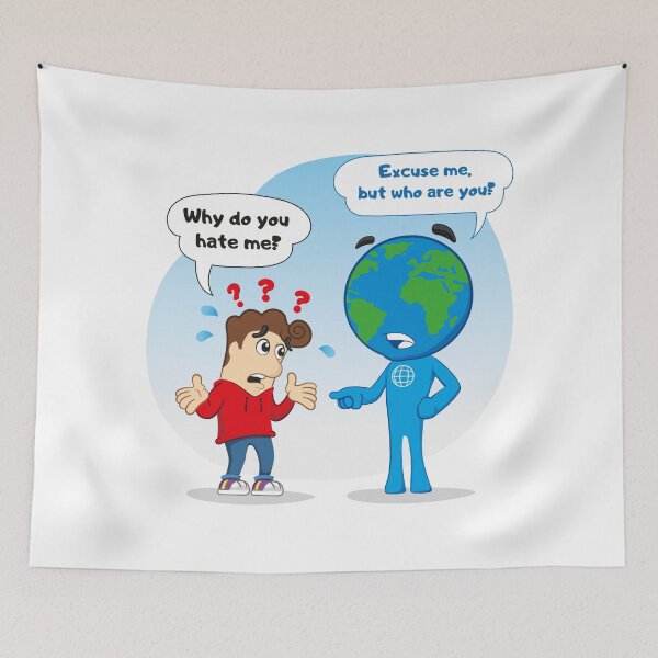 Item preview, Illustrated cartoon representing a dialogue between a person and planet Earth designed and sold by LucianoCosmo.