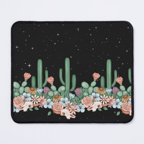 Item preview, Nighttime Boho Desert Cactus Flowers Steer Skulls designed and sold by Pink Pineapple Works.