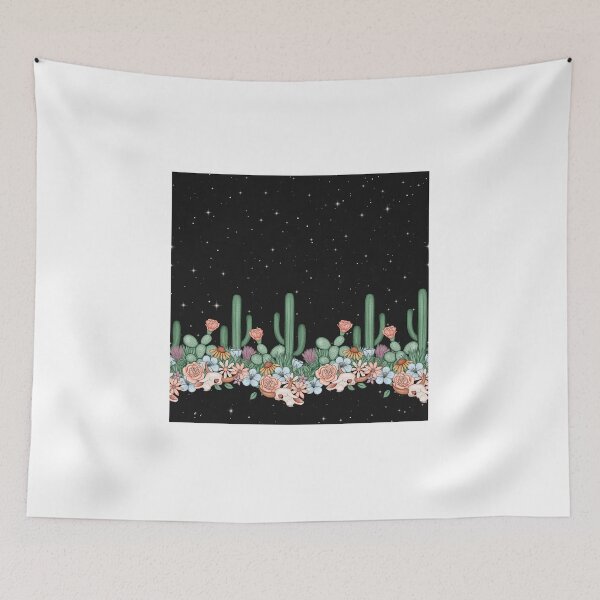 Item preview, Nighttime Boho Desert Cactus Flowers Steer Skulls designed and sold by Pink Pineapple Works.