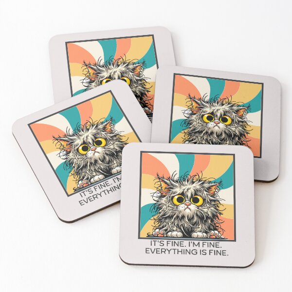 Item preview, It's Fine I'm Fine Everything Is Fine Funny cat designed and sold by RockBeeDesigns.