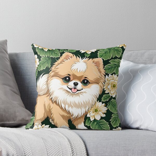 Item preview, Happy Pomeranian and flowers designed and sold by Nolan6.