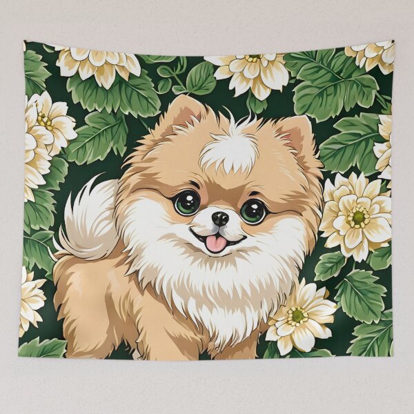 Item preview, Happy Pomeranian and flowers designed and sold by Nolan6.